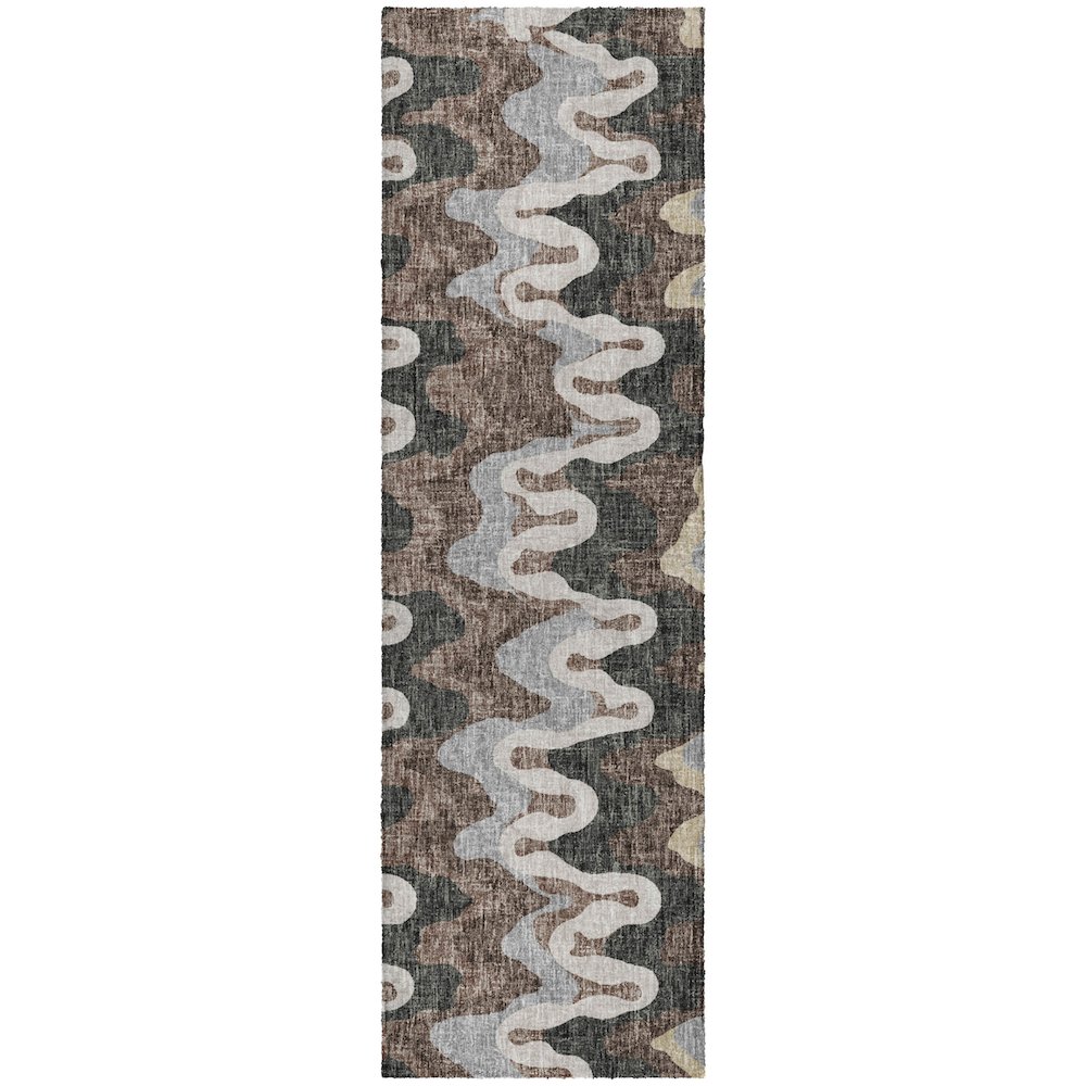 Luxury Washable Lorenzo Charcoal 2'3" x 7'6" Runner Rug. Picture 1