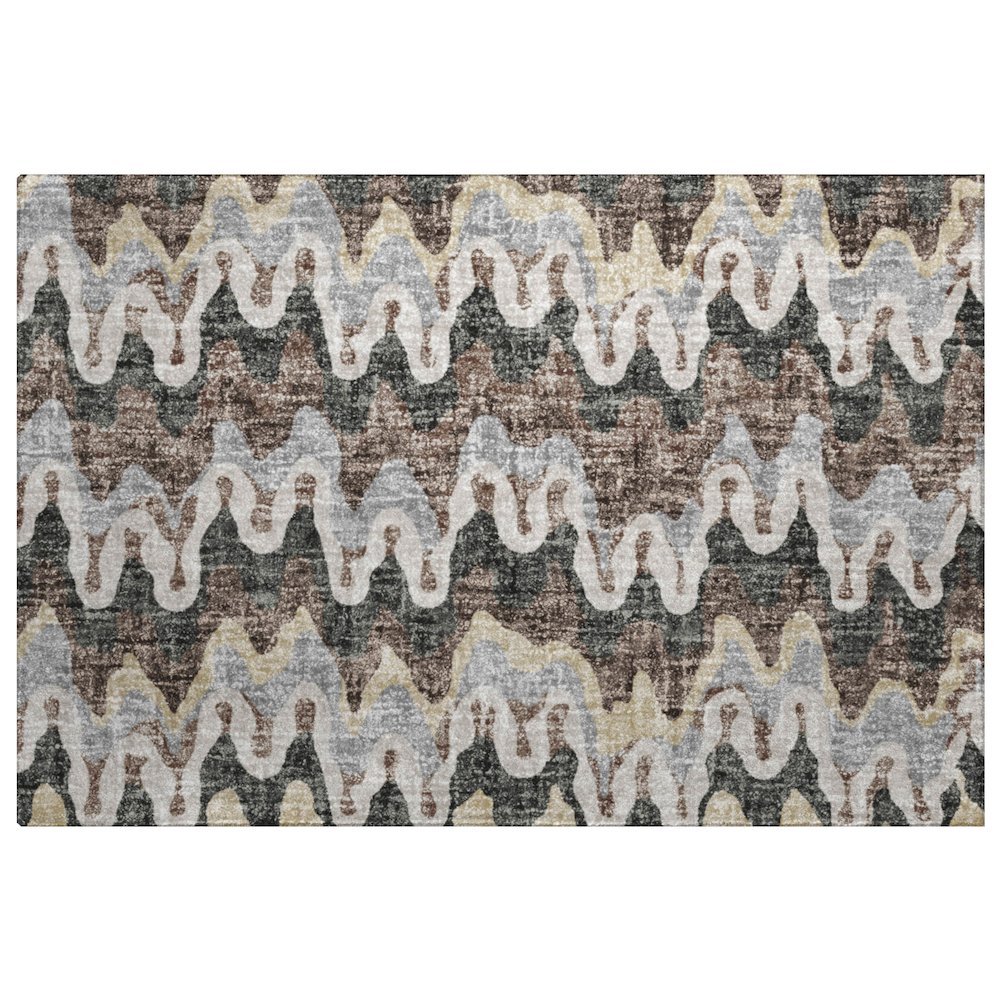 Luxury Washable Lorenzo Charcoal 1'8" x 2'6" Rug. Picture 1