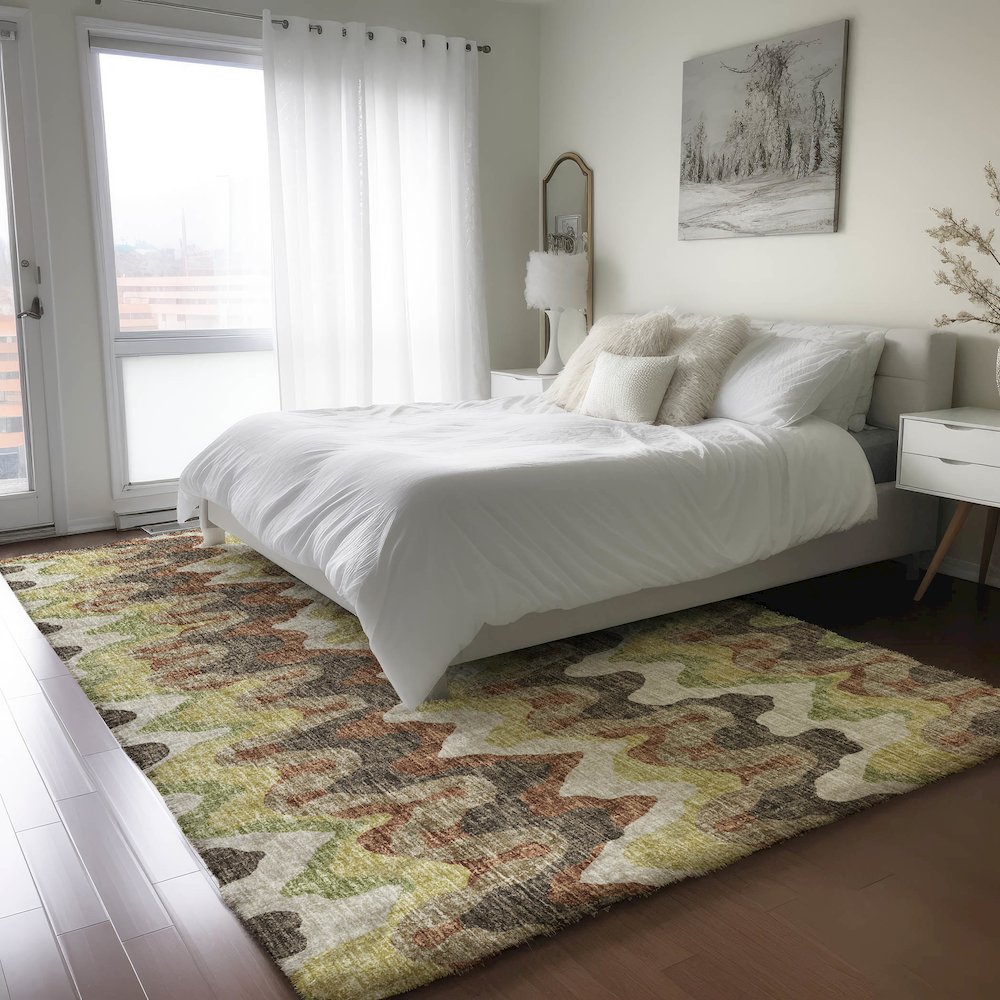 Luxury Washable Lorenzo Chocolate 2'6" x 3'10" Rug. Picture 5