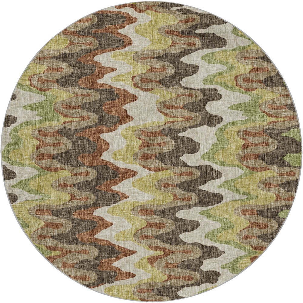 Luxury Washable Lorenzo Chocolate 8' x 8' Round Rug. Picture 1