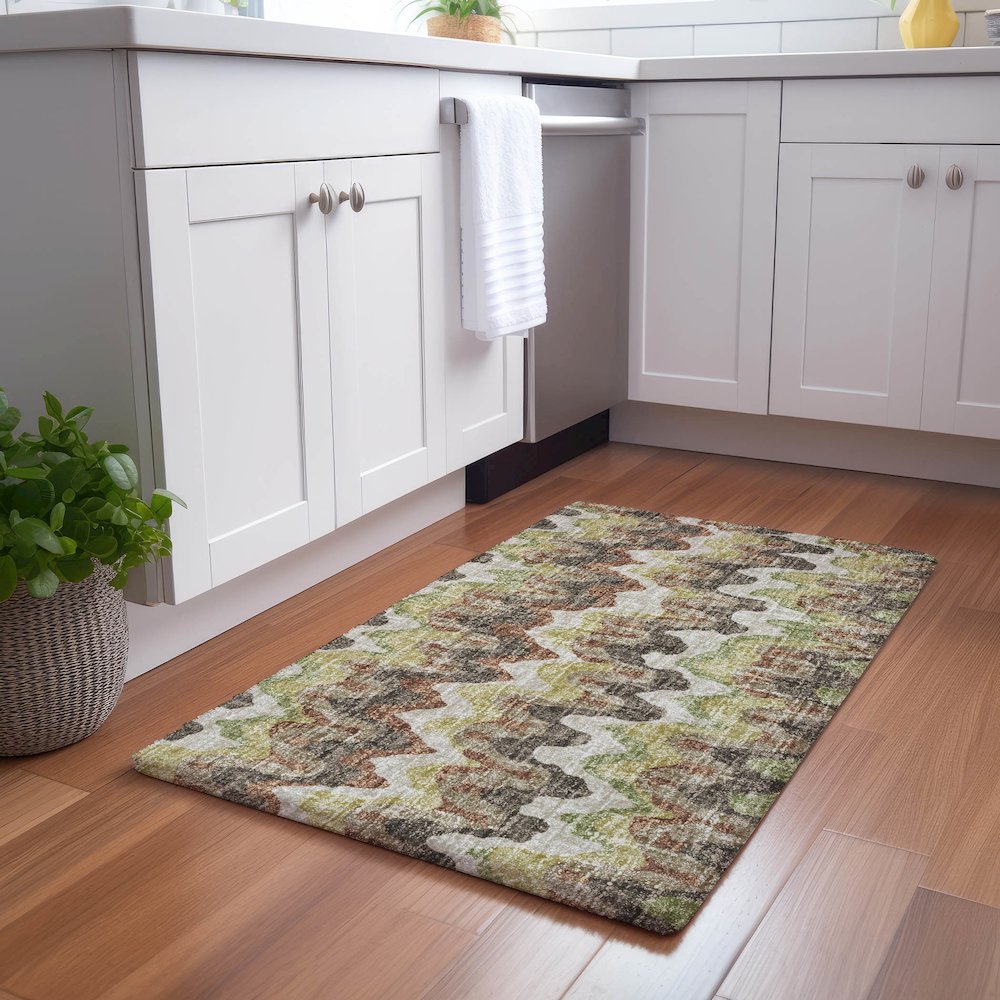 Luxury Washable Lorenzo Chocolate 1'8" x 2'6" Rug. Picture 5