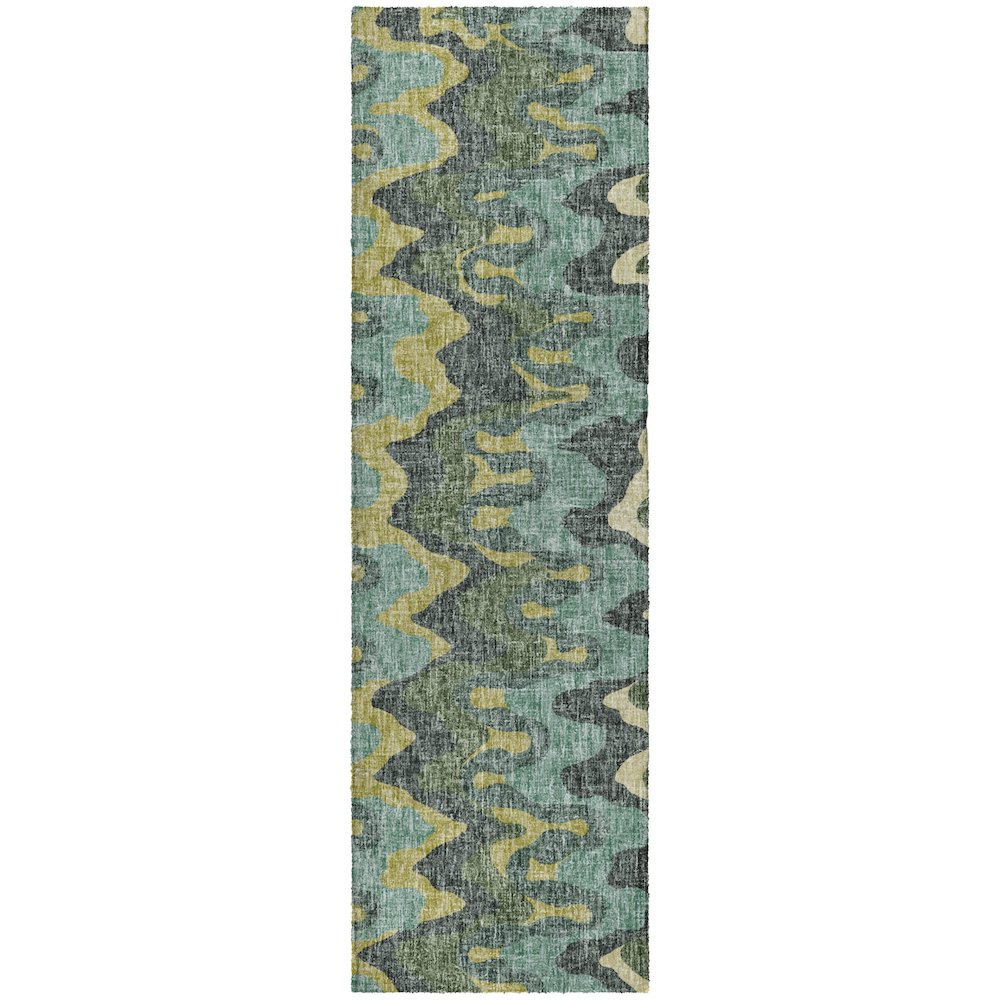 Luxury Washable Lorenzo Teal 2'3" x 7'6" Runner Rug. Picture 1