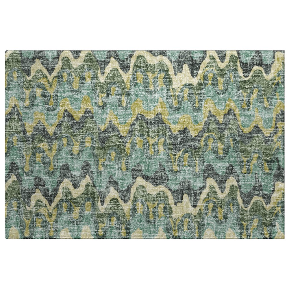 Luxury Washable Lorenzo Teal 1'8" x 2'6" Rug. Picture 1