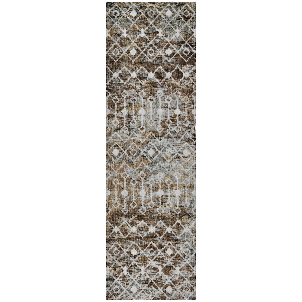 Luxury Washable Lorenzo Brown 2'3" x 7'6" Runner Rug. Picture 1