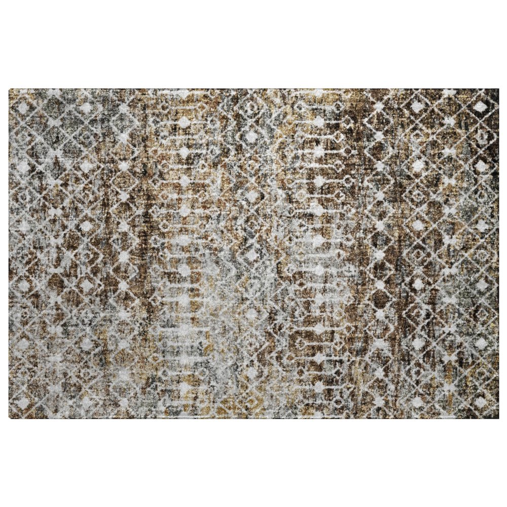 Luxury Washable Lorenzo Brown 1'8" x 2'6" Rug. Picture 1