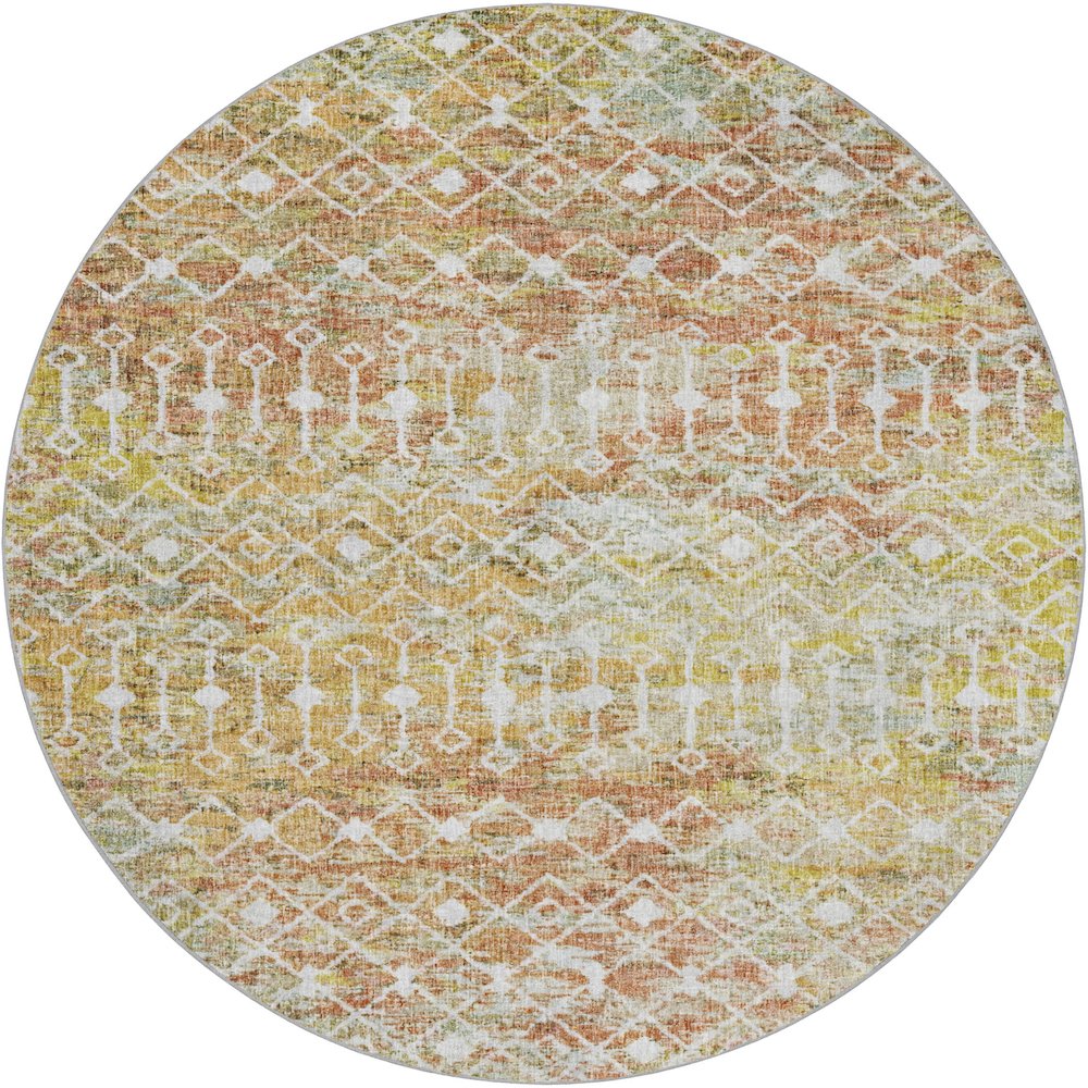 Luxury Washable Lorenzo Peach 8' x 8' Round Rug. Picture 1