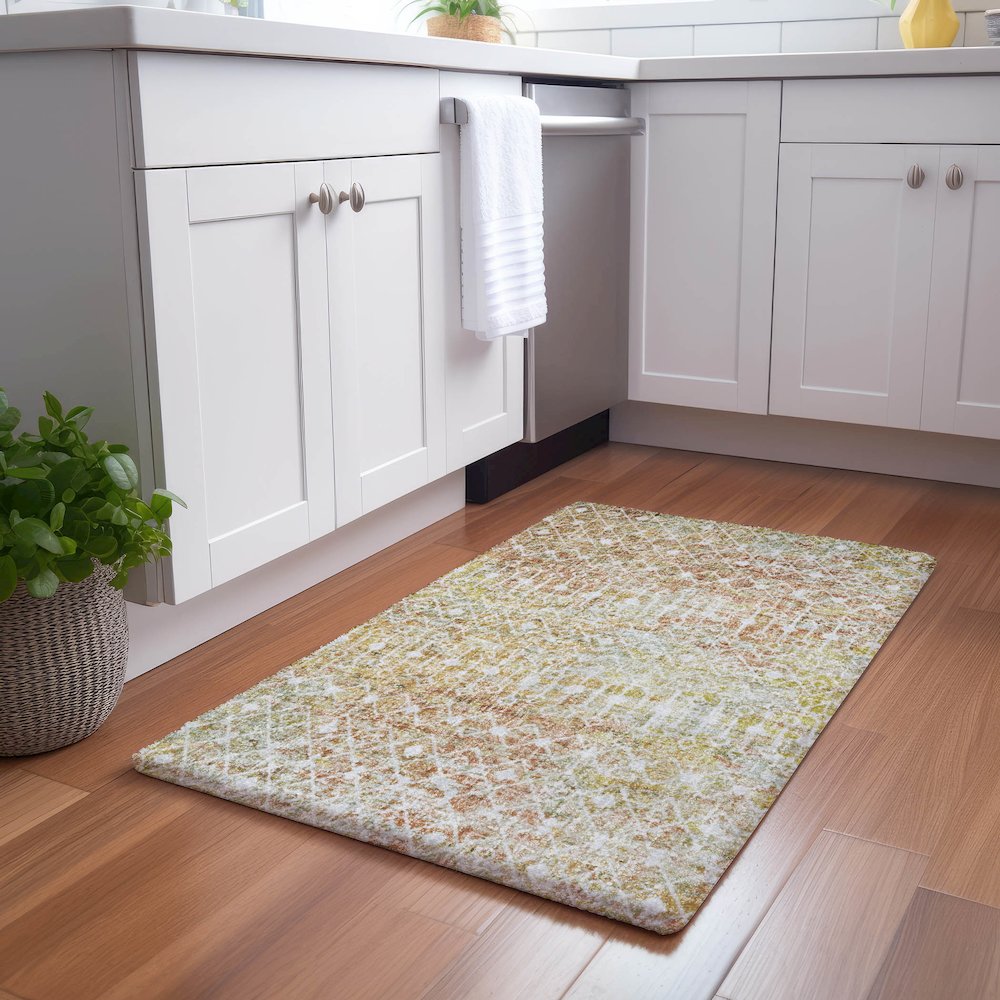 Luxury Washable Lorenzo Peach 1'8" x 2'6" Rug. Picture 5