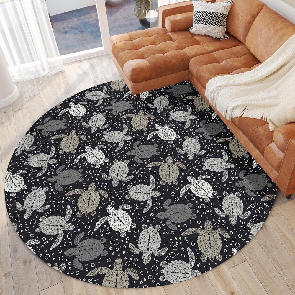 Indoor/Outdoor Surfside ASR43 Midnight Washable 8' x 8' Round Rug. Picture 2