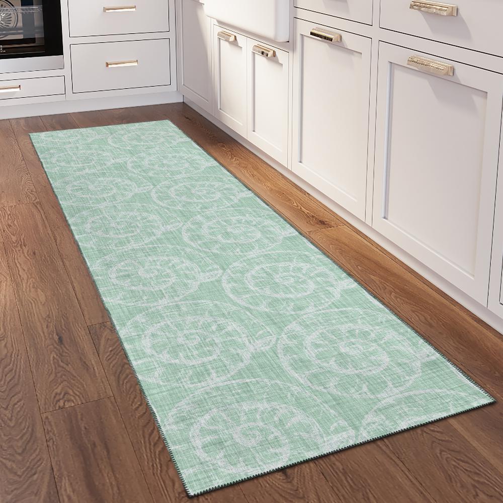 Indoor/Outdoor Surfside ASR41 Green Washable 2'3" x 7'6" Runner Rug. Picture 2