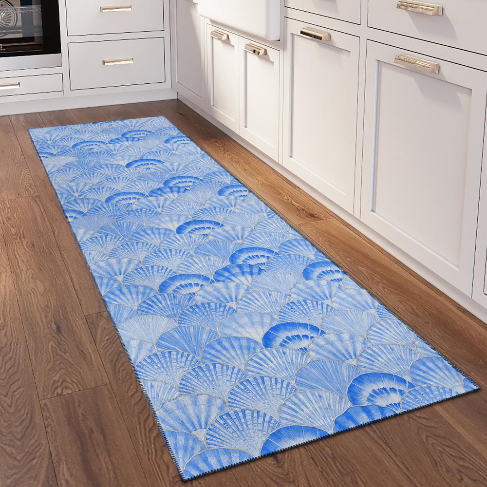 Indoor/Outdoor Surfside ASR32 Blue Washable 2'3" x 7'6" Runner Rug. Picture 2