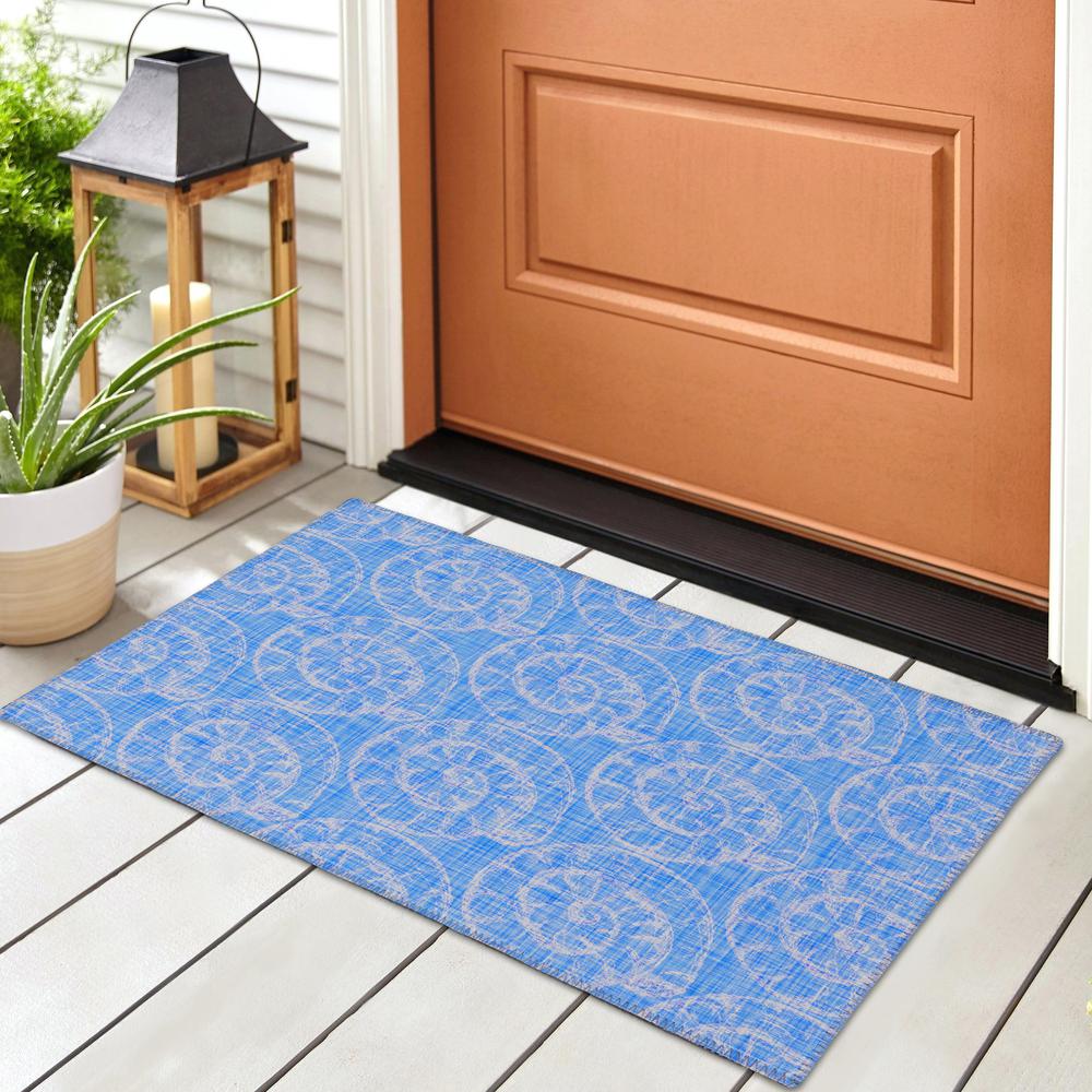 Indoor/Outdoor Surfside ASR41 Blue Washable 1'8" x 2'6" Rug. Picture 2