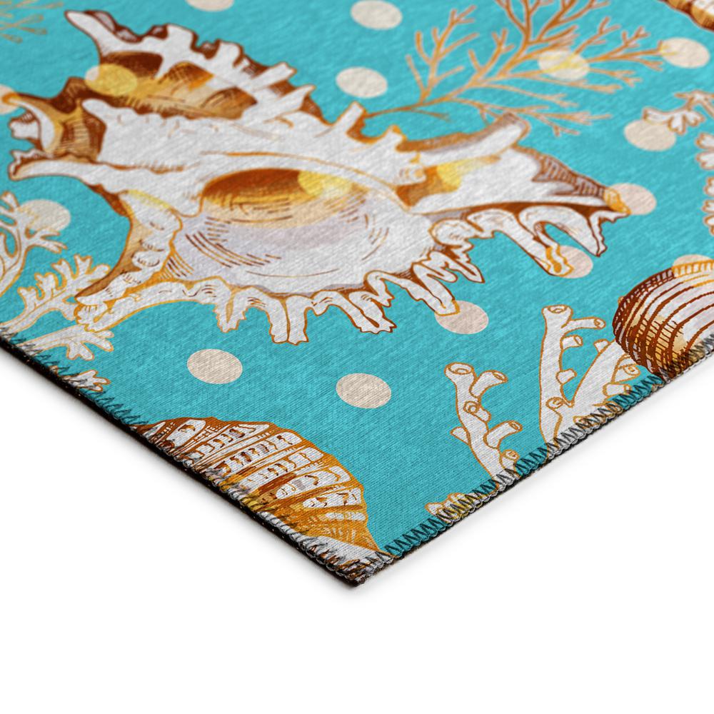 Indoor/Outdoor Surfside ASR36 Aqua Washable 10' x 14' Rug. Picture 4
