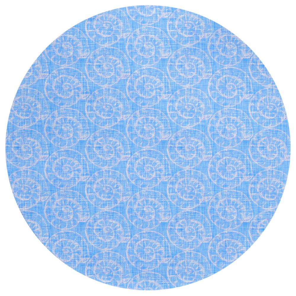 Indoor/Outdoor Surfside ASR41 Blue Washable 8' x 8' Round Rug. Picture 1