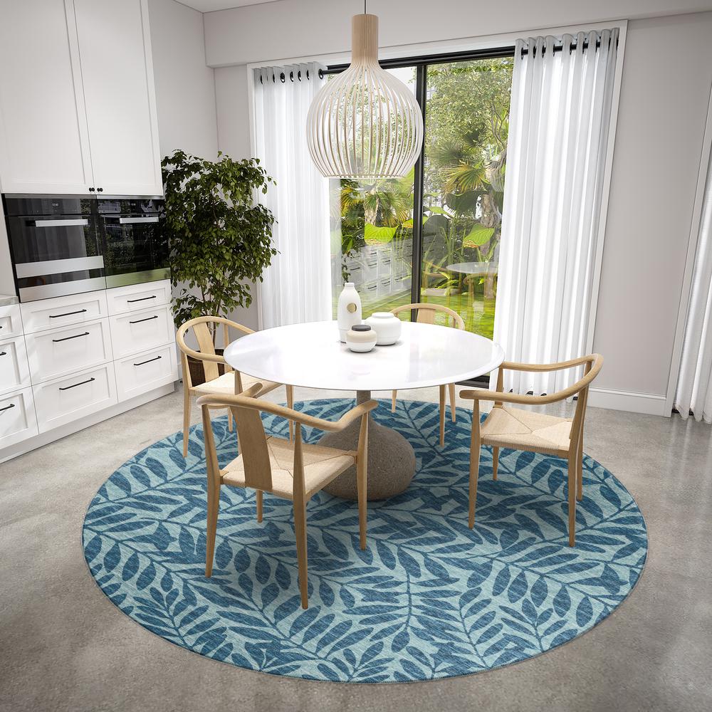 Yuma Blue Coastal Floral 8' x 8' Area Rug Blue AYU35. Picture 1