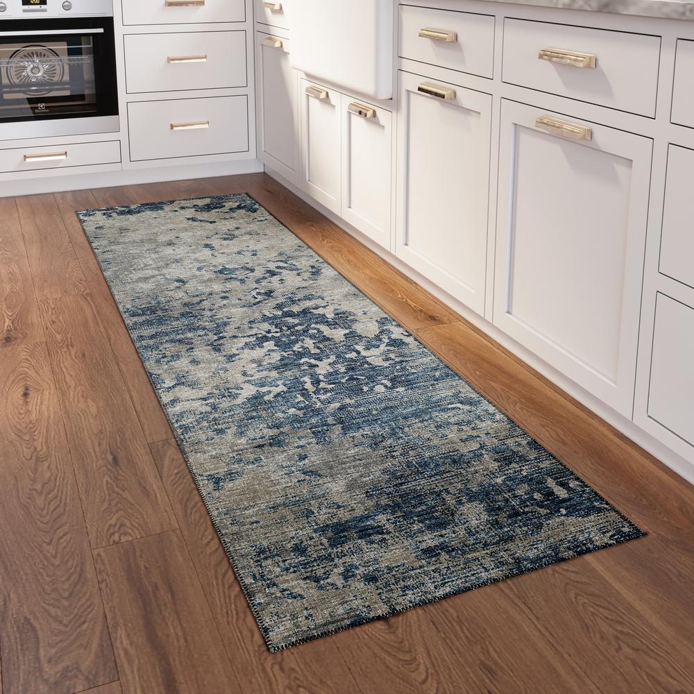 Indoor/Outdoor Accord AAC35 Blue Washable 2'3" x 7'6" Runner Rug. Picture 3