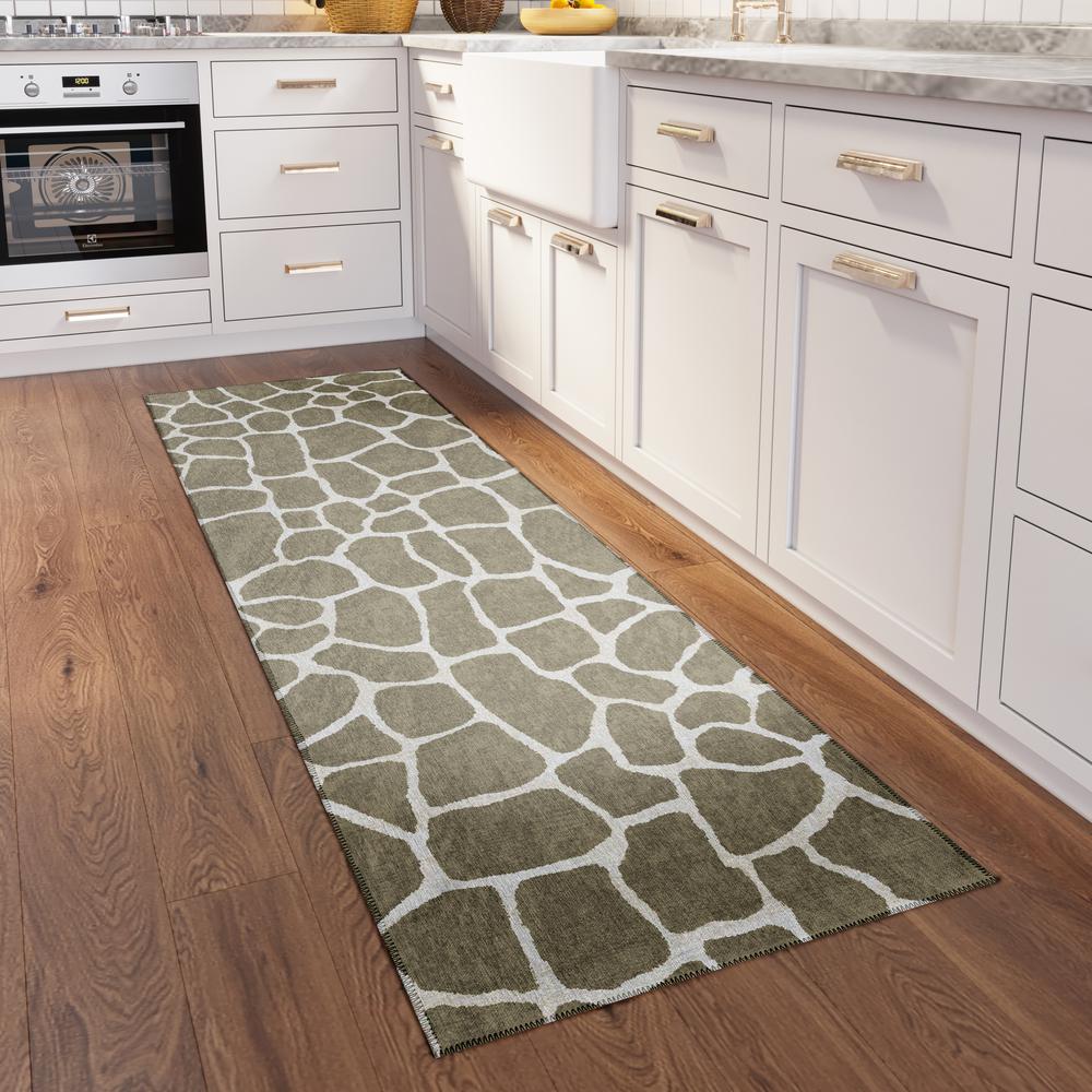 Safari Taupe Animal Animal Print 2'3" x 7'6" Runner Rug Taupe ASF34. Picture 1