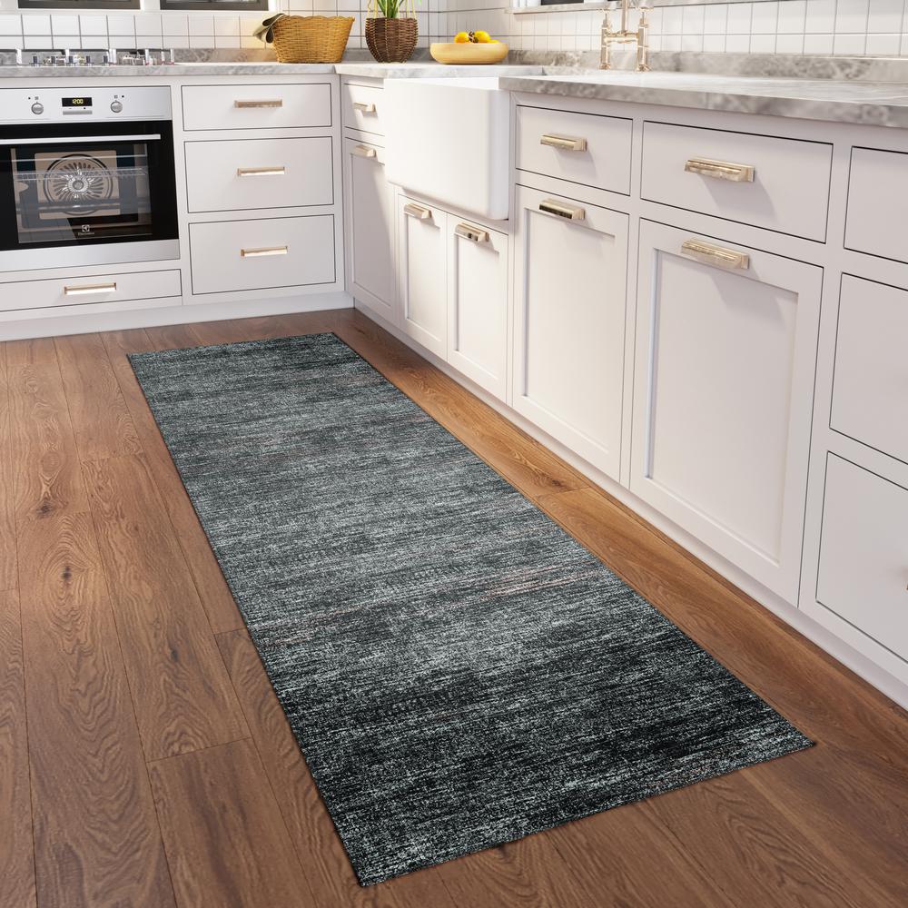 Marston Gray Transitional Striped 2'3" x 7'6" Runner Rug Gray AMA31. Picture 1