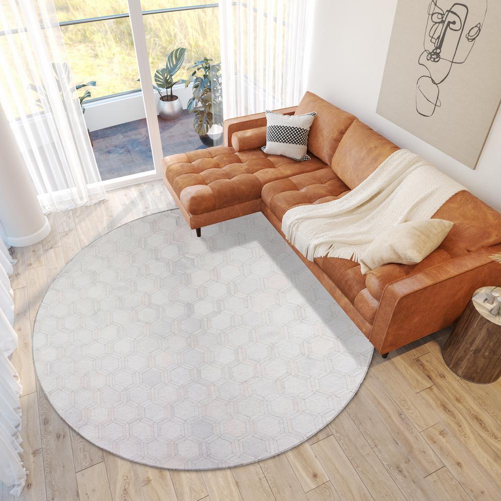 Laredo Ivory Animal Patchwork 8' x 8' Round Rug Ivory ALR31. Picture 1