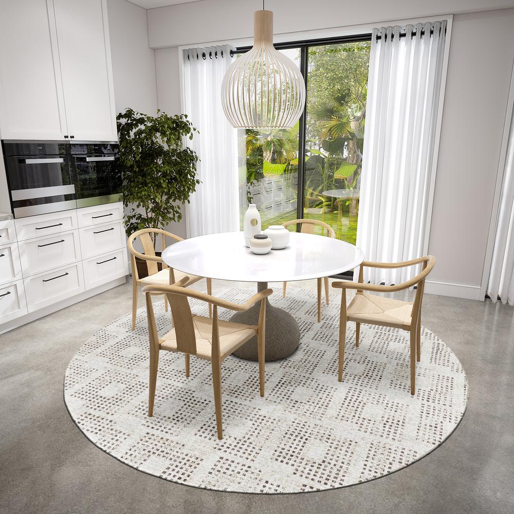 Eleanor Beige Contemporary Geometric 8' x 8' Round Rug Beige AER31. Picture 1