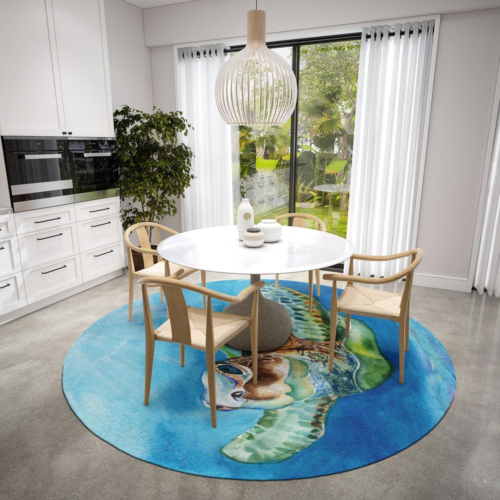 Indoor/Outdoor Harpswell AHP33 Blue Washable 8' x 8' Round Rug. Picture 2