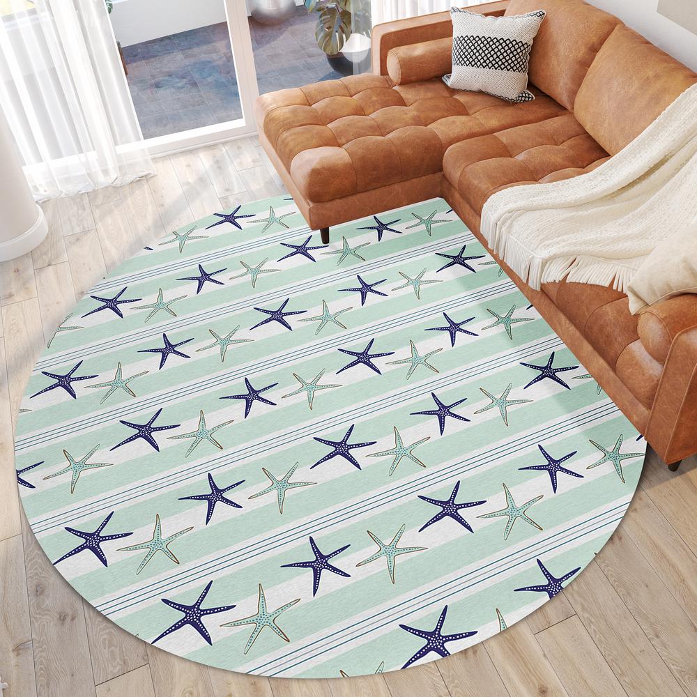 Indoor/Outdoor Surfside ASR42 Seaglass Washable 8' x 8' Round Rug. Picture 2