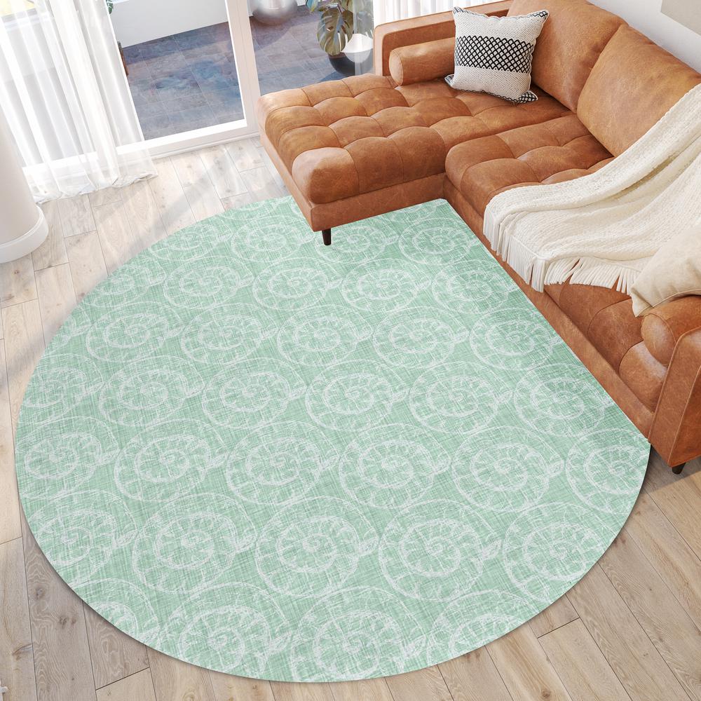 Indoor/Outdoor Surfside ASR41 Green Washable 8' x 8' Round Rug. Picture 2