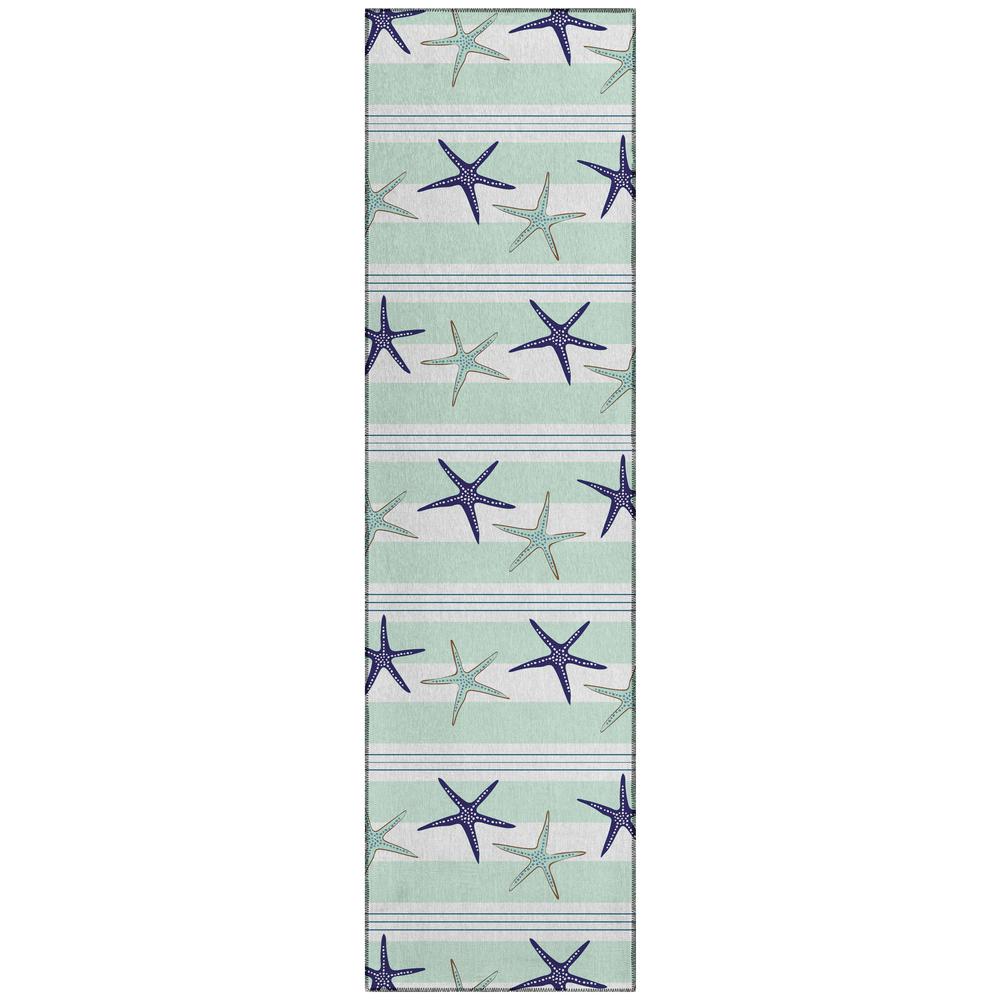 Indoor/Outdoor Surfside ASR42 Seaglass Washable 2'3" x 7'6" Runner Rug. Picture 1