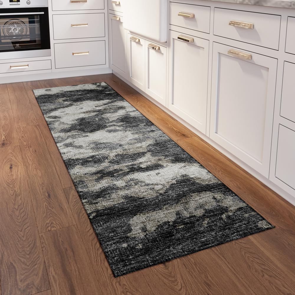 Indoor/Outdoor Accord AAC36 Black Washable 2'3" x 7'6" Runner Rug. Picture 3
