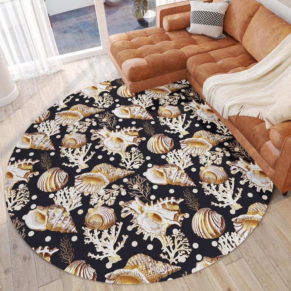 Indoor/Outdoor Surfside ASR36 Midnight Washable 8' x 8' Round Rug. Picture 2