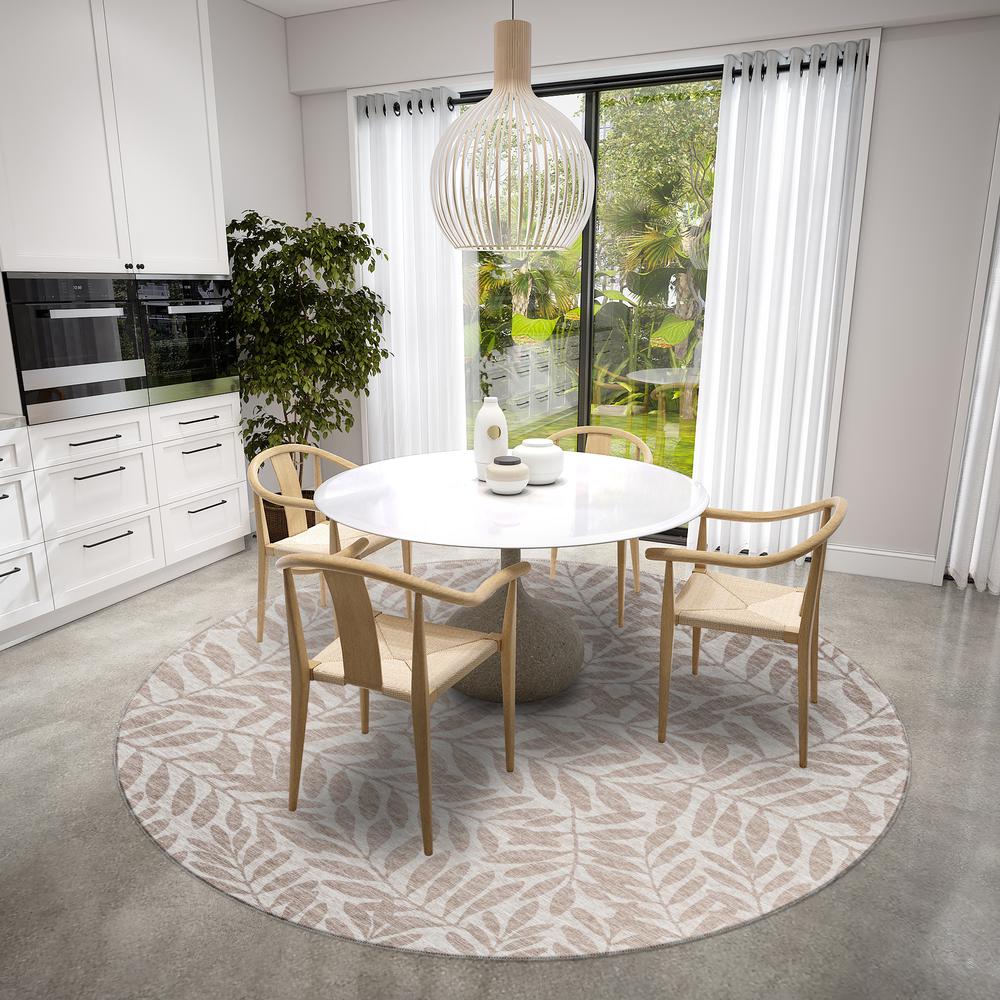 Yuma Taupe Coastal Floral 8' x 8' Area Rug Taupe AYU35. Picture 1