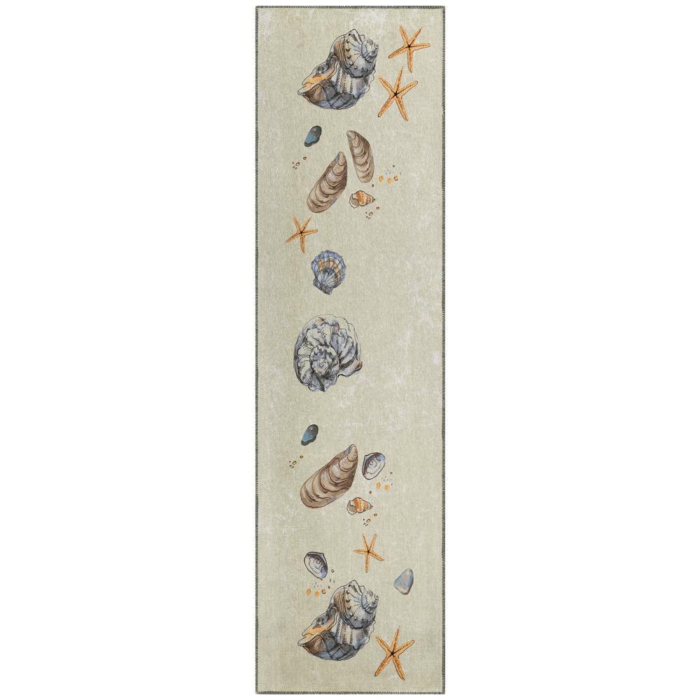 Indoor/Outdoor Surfside ASR39 Oyster Washable 2'3" x 7'6" Runner Rug. Picture 1