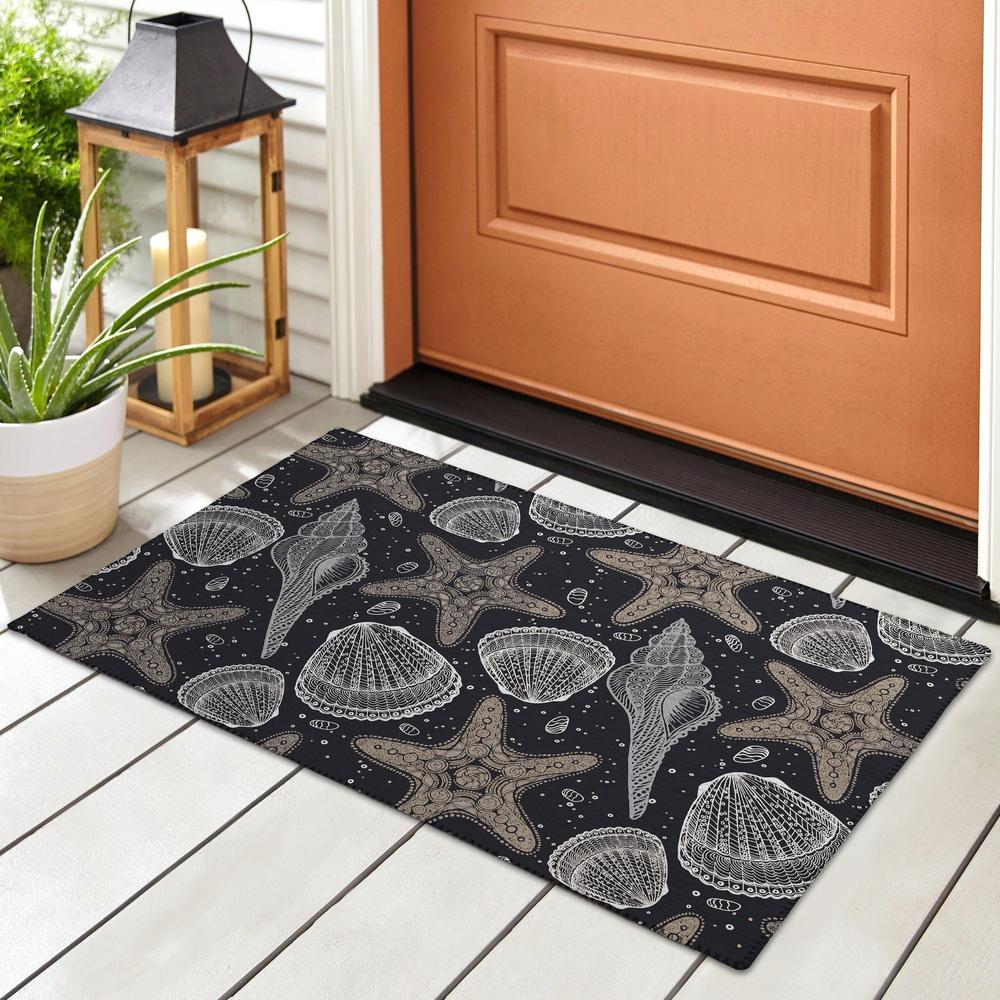 Indoor/Outdoor Surfside ASR34 Midnight Washable 1'8" x 2'6" Rug. Picture 2
