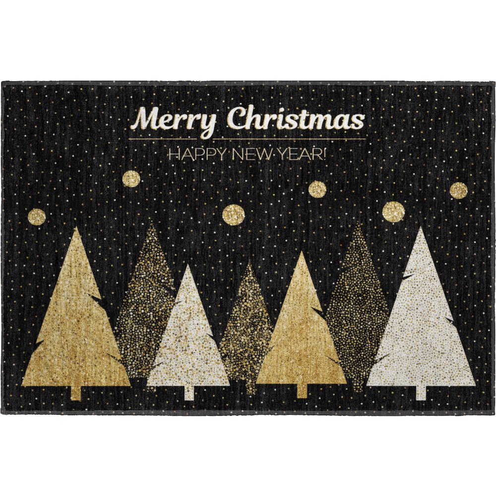 Luxury Washable Indoor/Outdoor Merry & Bright Black 1'8" x 2'6" Rug. Picture 1