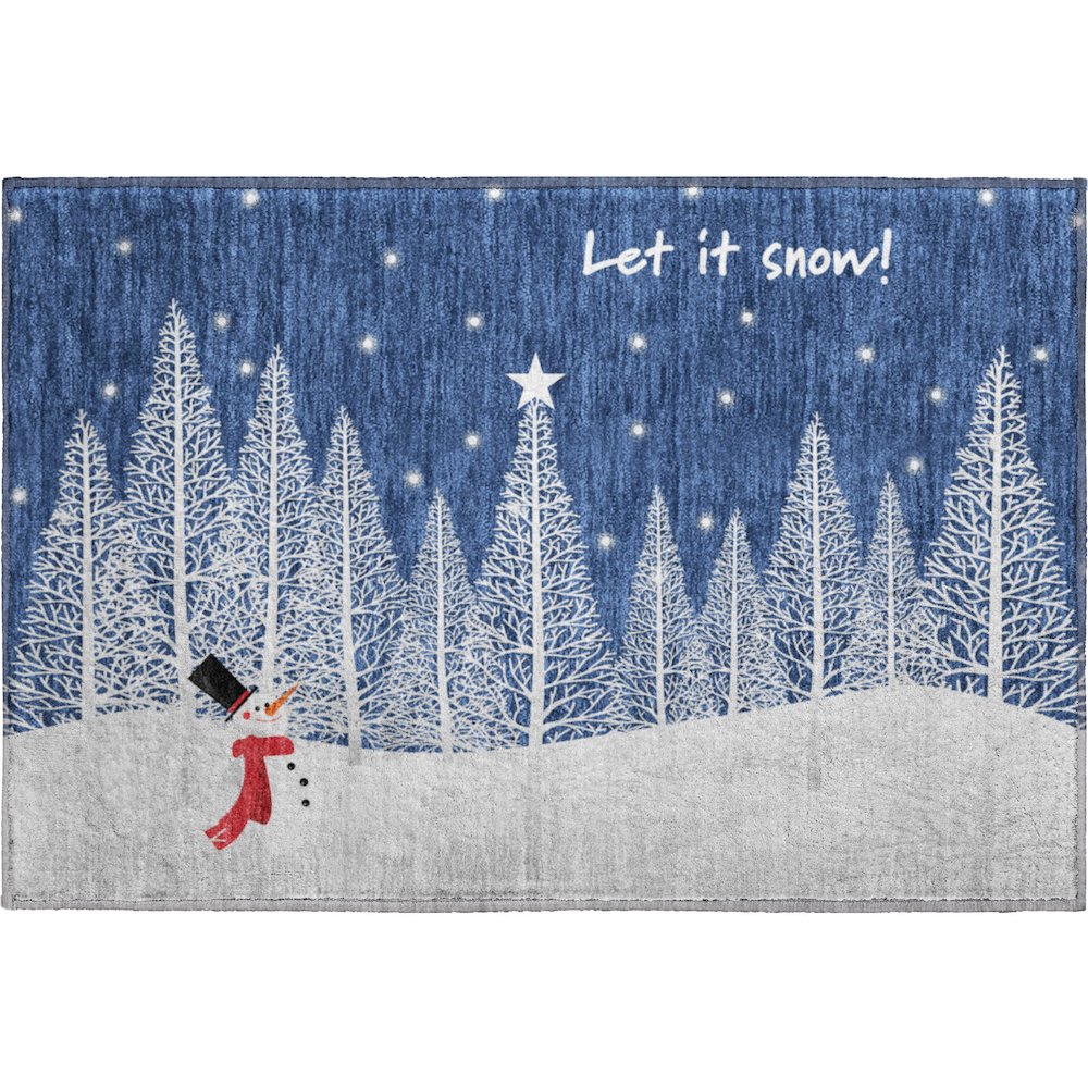 Luxury Washable Indoor/Outdoor Merry & Bright Navy 1'8" x 2'6" Rug. Picture 1