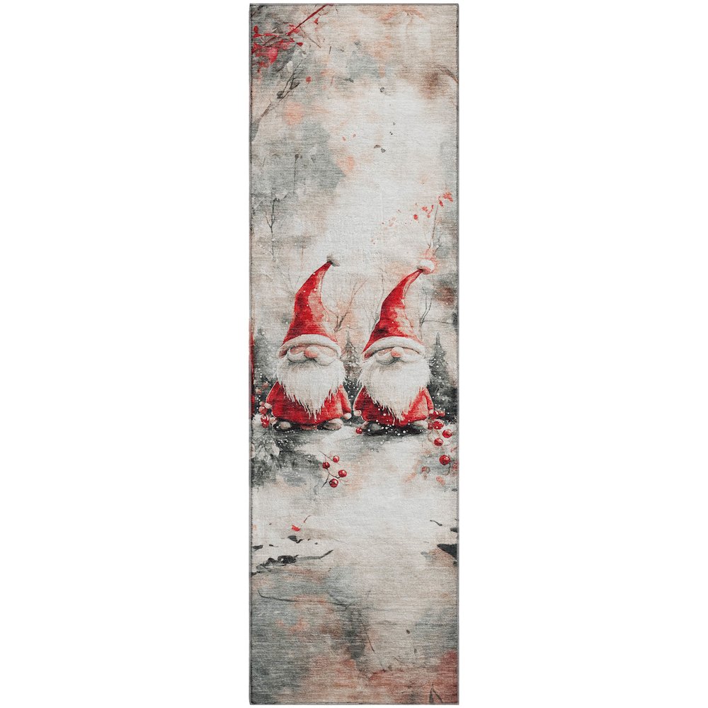 Luxury Washable Indoor/Outdoor Merry & Bright Ivory 2'3" x 7'6" Runner Rug. Picture 1