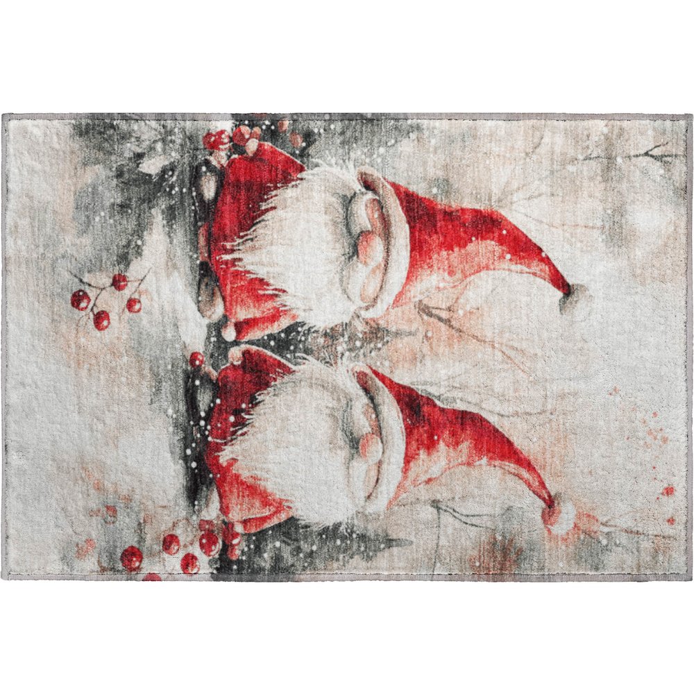 Luxury Washable Indoor/Outdoor Merry & Bright Ivory 1'8" x 2'6" Rug. Picture 1
