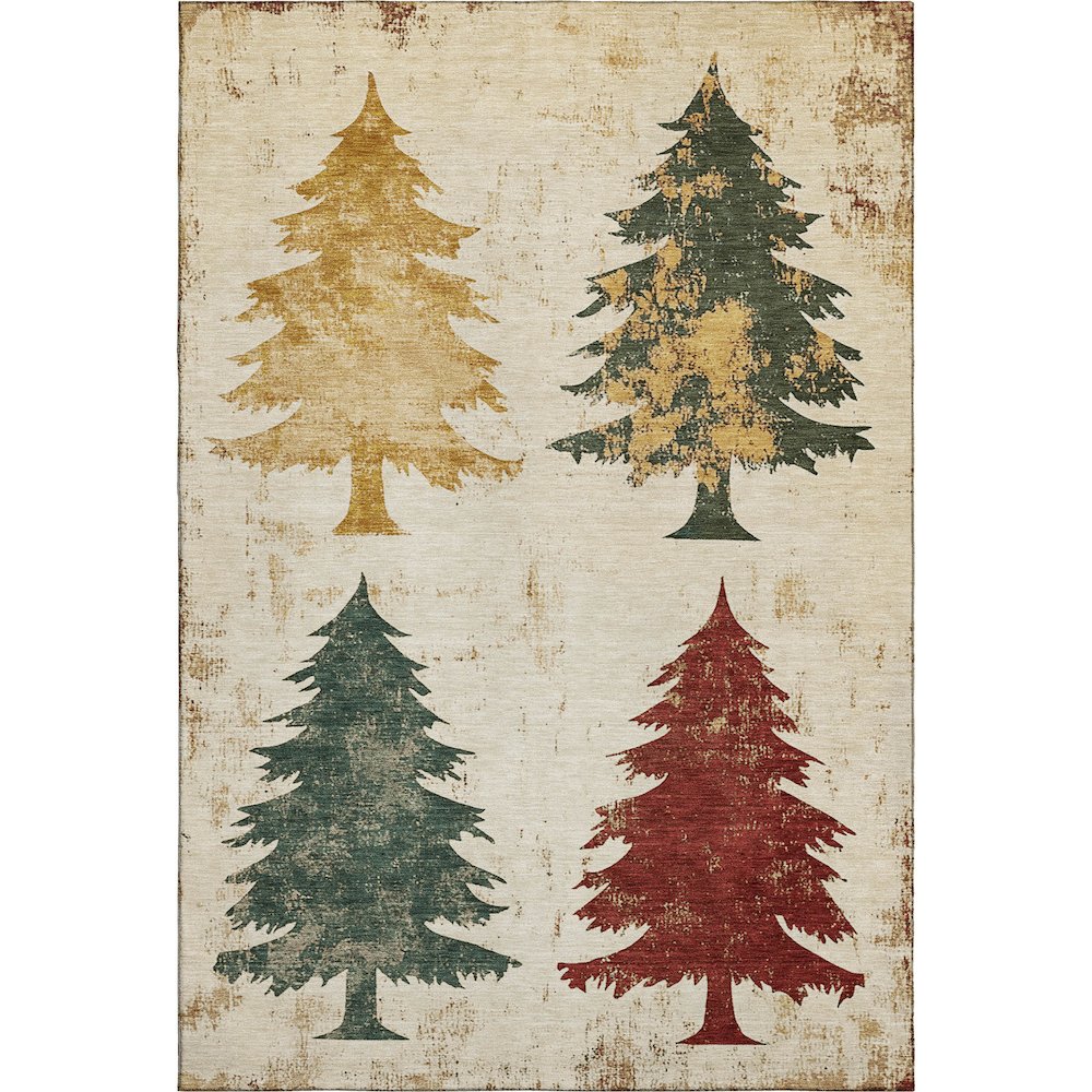 Luxury Washable Indoor/Outdoor Merry & Bright Ivory 2'6" x 3'10" Rug. Picture 1