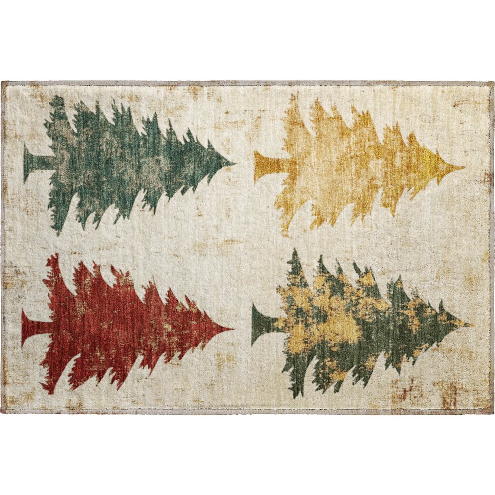 Luxury Washable Indoor/Outdoor Merry & Bright Ivory 1'8" x 2'6" Rug. Picture 1