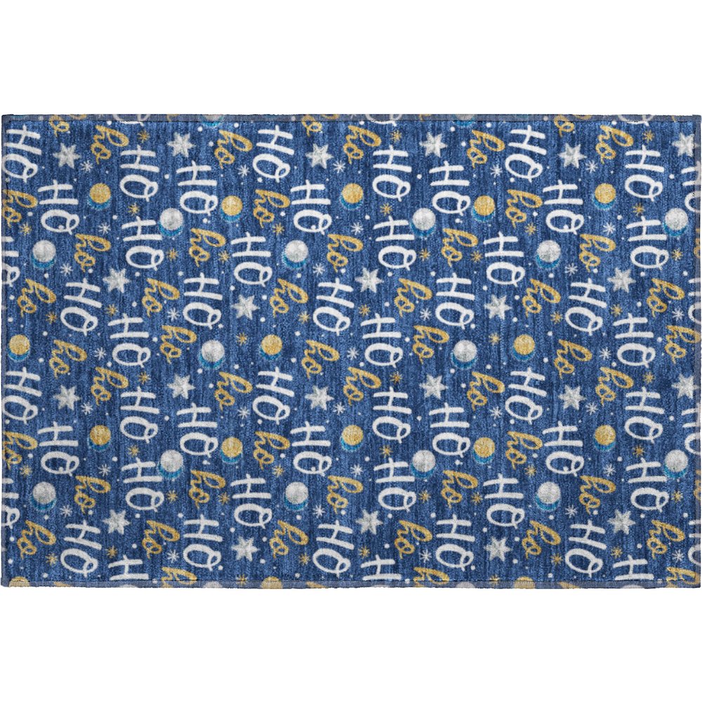 Luxury Washable Indoor/Outdoor Merry & Bright Navy 1'8" x 2'6" Rug. Picture 1