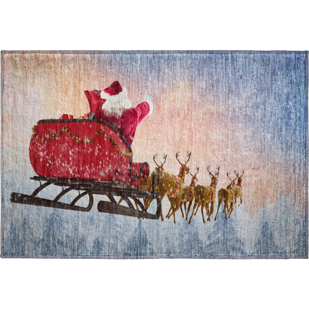 Luxury Washable Indoor/Outdoor Merry & Bright Twilight 1'8" x 2'6" Rug. Picture 1