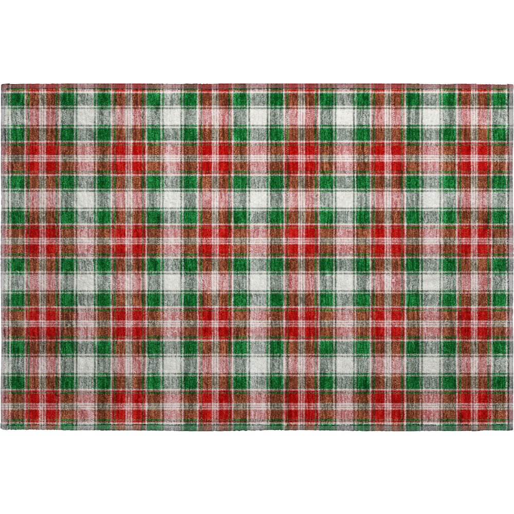 Luxury Washable Indoor/Outdoor Merry & Bright Emerald 1'8" x 2'6" Rug. Picture 1