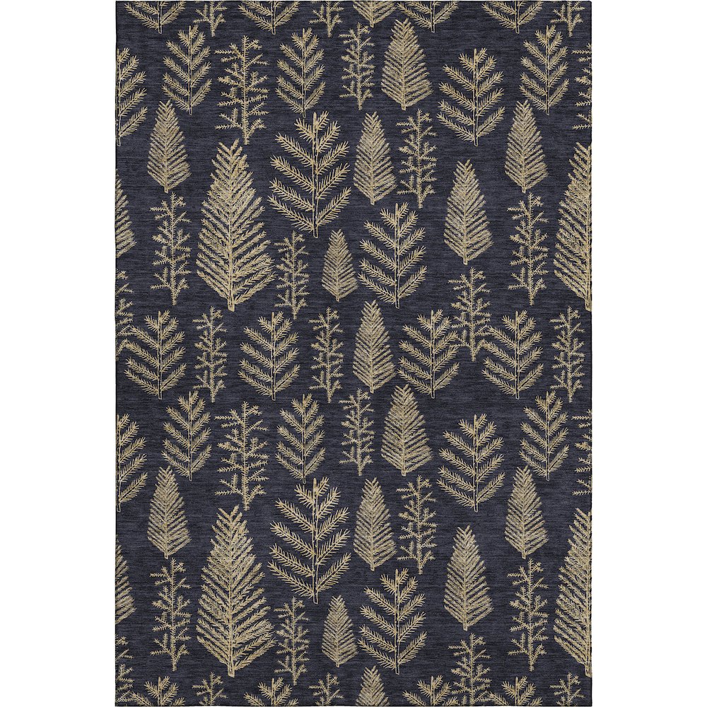 Luxury Washable Indoor/Outdoor Merry & Bright Black 2'6" x 3'10" Rug. Picture 1