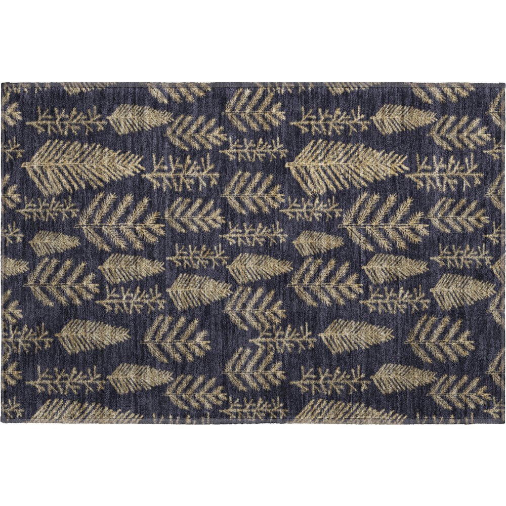 Luxury Washable Indoor/Outdoor Merry & Bright Black 1'8" x 2'6" Rug. Picture 1