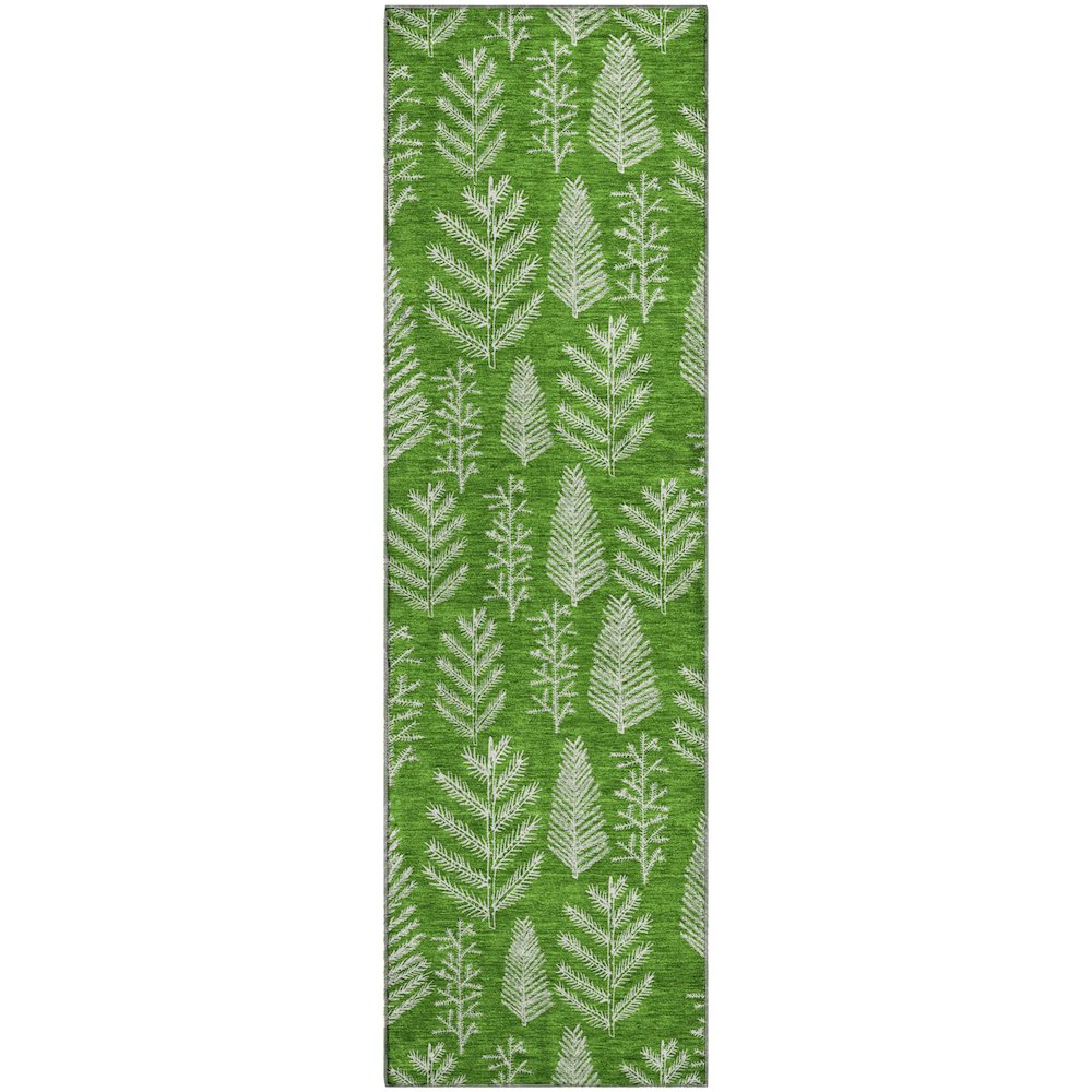 Luxury Washable Indoor/Outdoor Merry & Bright Green 2'3" x 7'6" Runner Rug. Picture 1