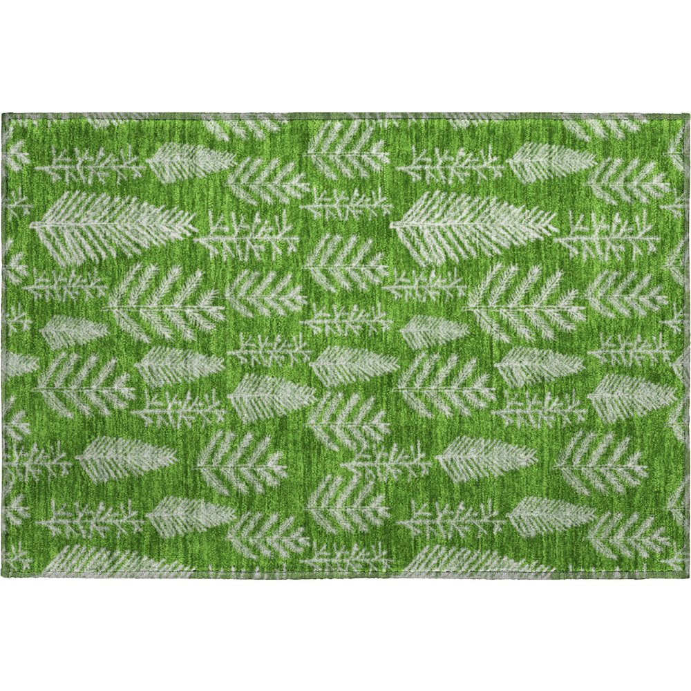 Luxury Washable Indoor/Outdoor Merry & Bright Green 1'8" x 2'6" Rug. Picture 1
