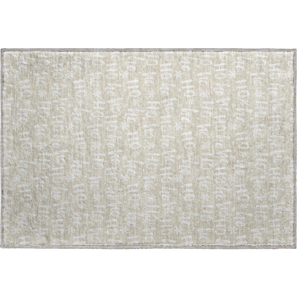 Luxury Washable Indoor/Outdoor Merry & Bright Beige 1'8" x 2'6" Rug. Picture 1
