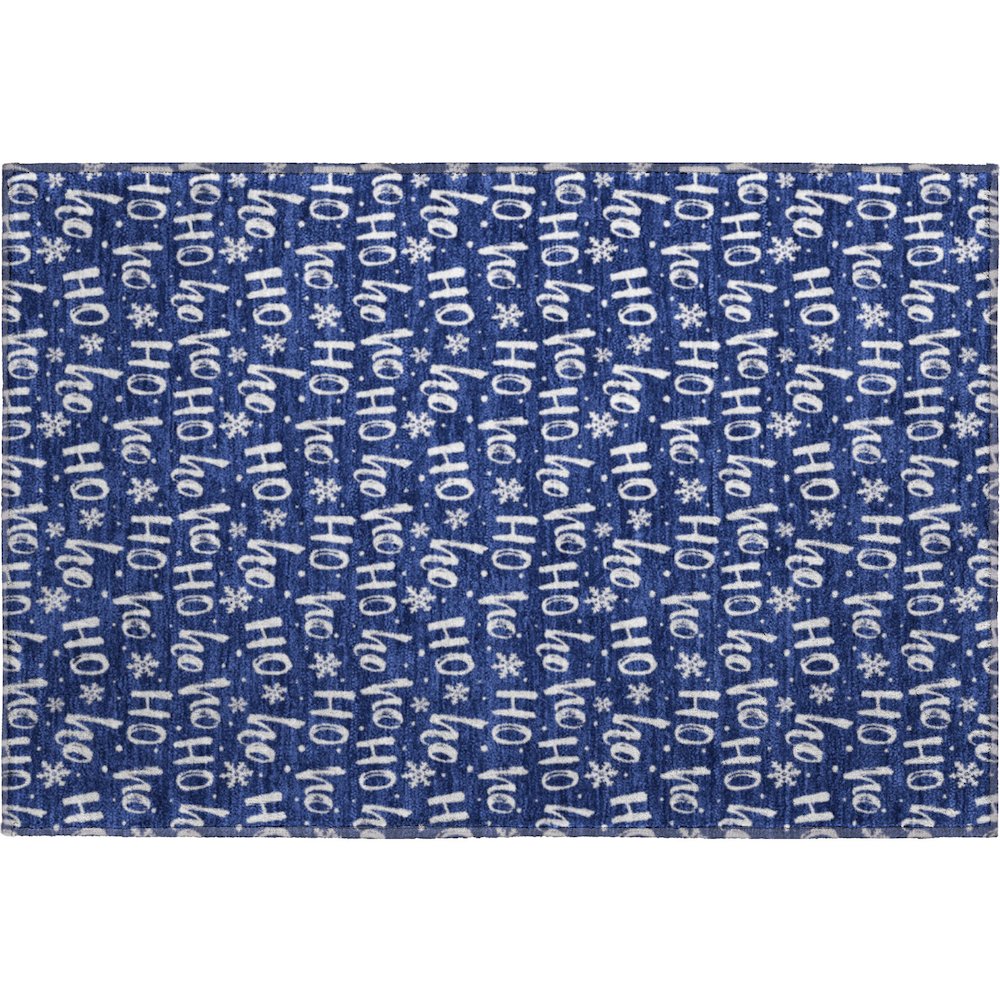 Luxury Washable Indoor/Outdoor Merry & Bright Navy 1'8" x 2'6" Rug. Picture 1