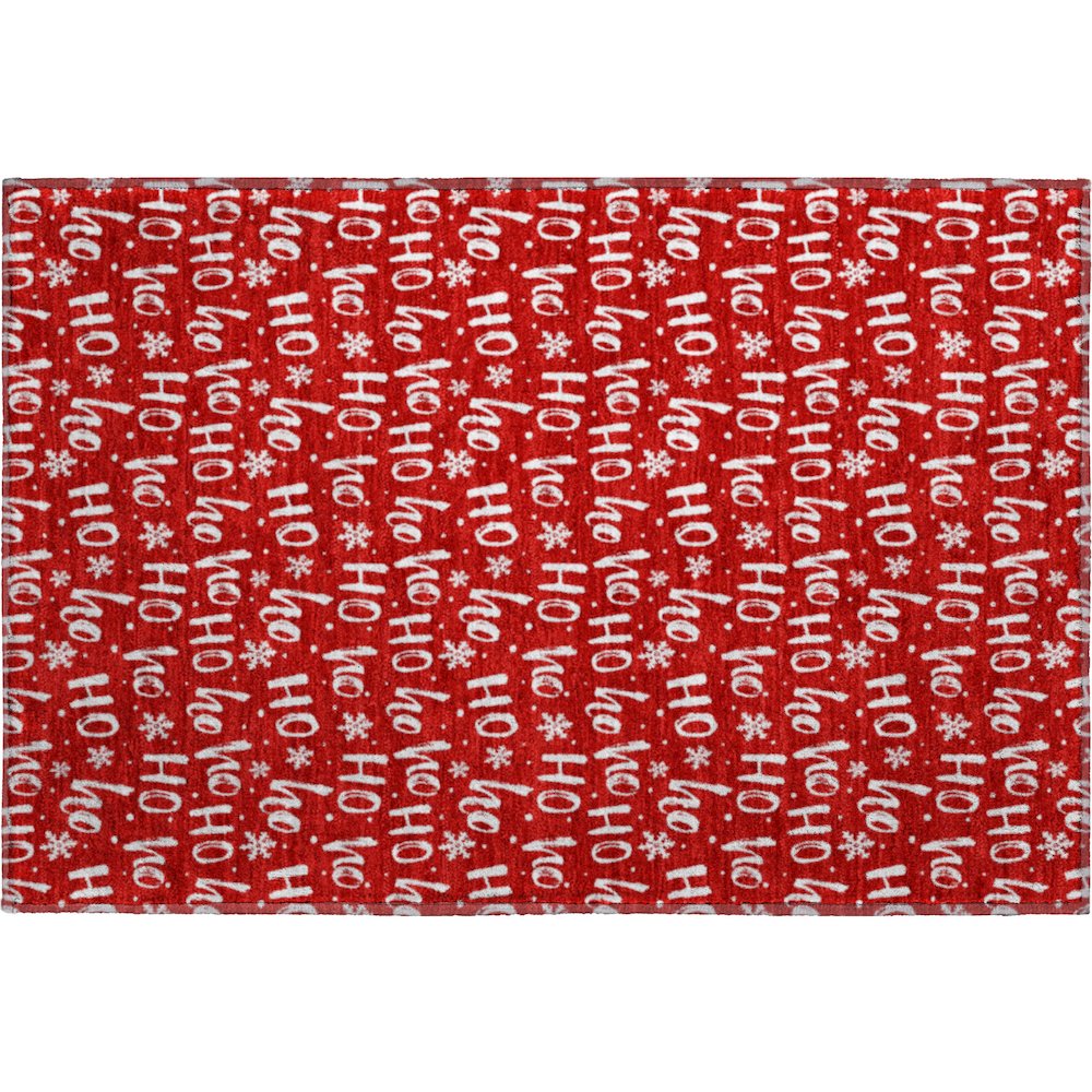 Luxury Washable Indoor/Outdoor Merry & Bright Red 1'8" x 2'6" Rug. Picture 1