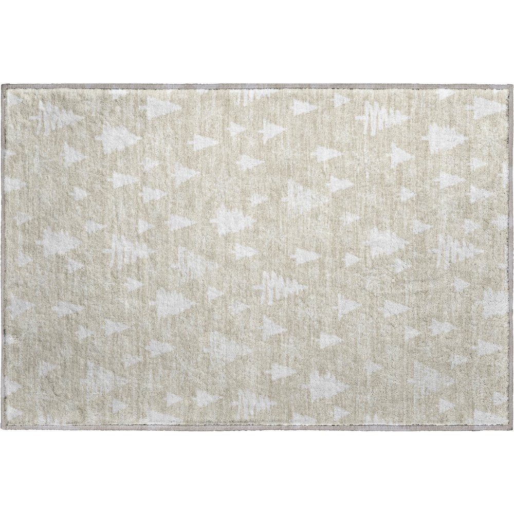 Luxury Washable Indoor/Outdoor Merry & Bright Beige 1'8" x 2'6" Rug. Picture 1