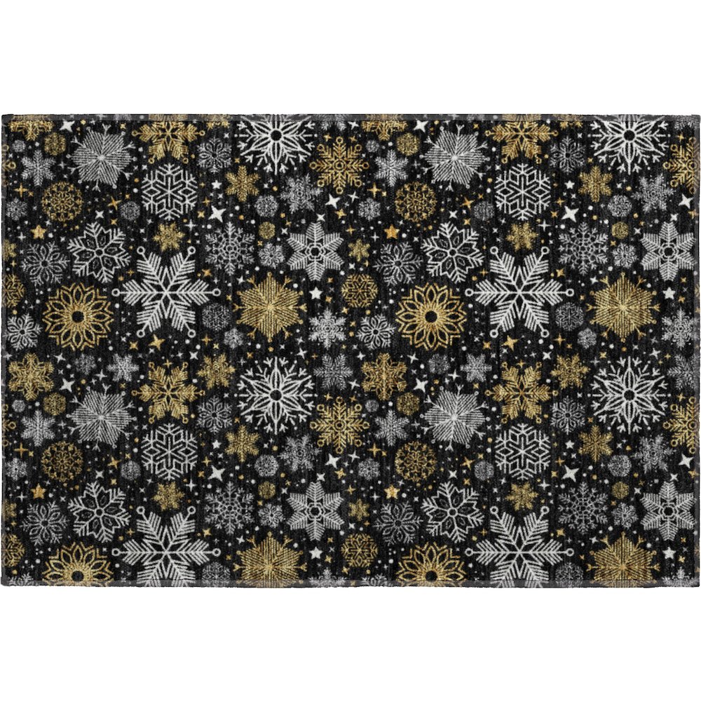 Luxury Washable Indoor/Outdoor Merry & Bright Black 1'8" x 2'6" Rug. Picture 1